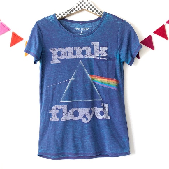 Pink Floyd Tops - Pink Floyd Burnout Graphic Band Pocket Tee